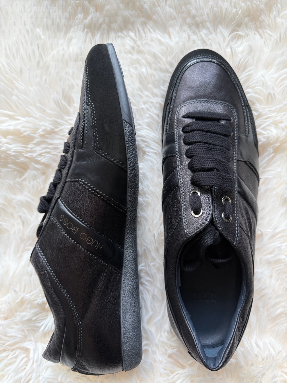 Brand New Hugo Boss Biarros Black Leather Sneakers